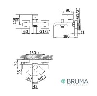 MEDIDAS MONOMANDO BAÑO-DUCHA LINEA BRUMA